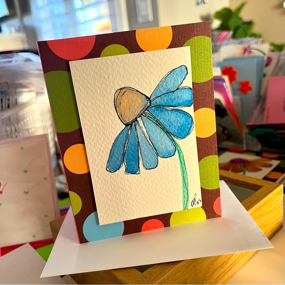 Original Art Watercolor Flower Greeting Card